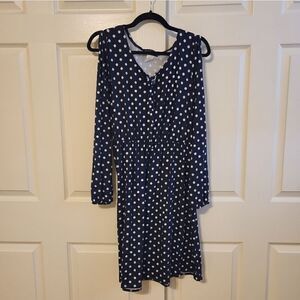 NWOT Star Vixen black/white polka-dot long sleeve midi dress